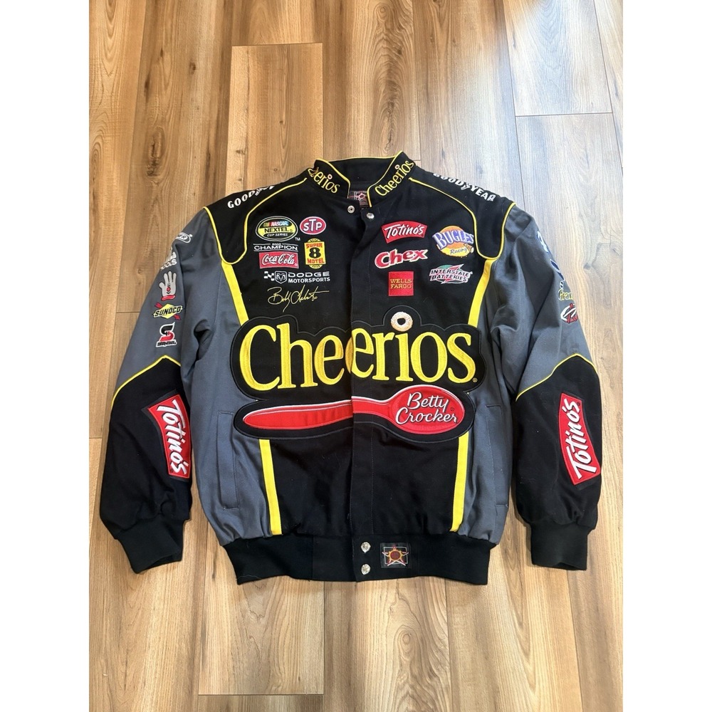 NASCAR Cheerios Bobby Labonte #43 JH Design Racing Jacket Men's M Betty Crocker